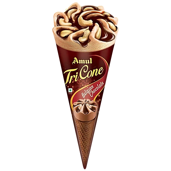 Amul Tricone Belgian Chocolate Ice Cream Cone 120ML