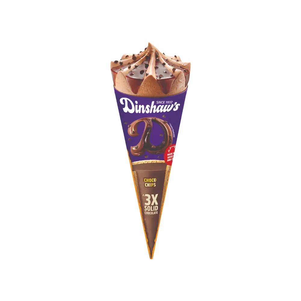 Dinshaw's Choco Chips Ice Cream Cone 120 ml