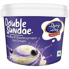 Dairy Day Double Sundae Vanilla & Blackcurrant Ice Cream Tub 500 ml