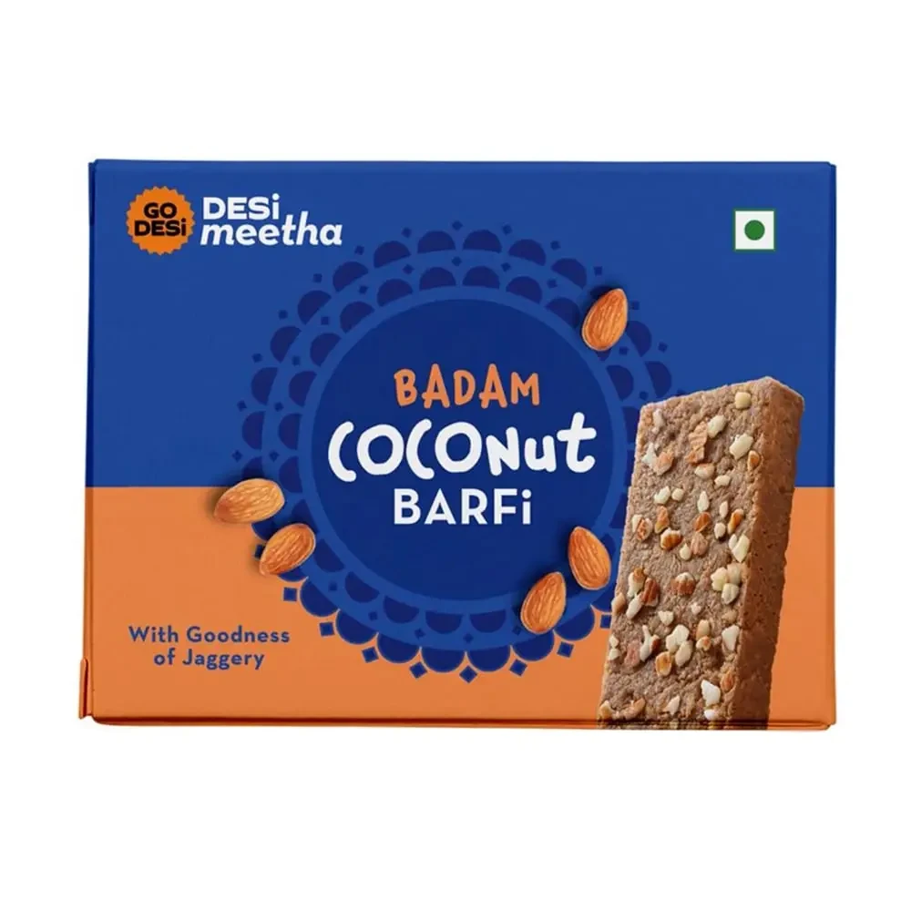 Badam Coconut Jaggery Barfi by GO DESi 6 pcs
