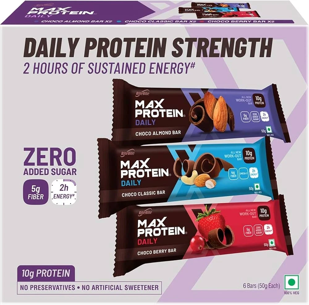 RiteBite Max Protein Daily 10 g Protein Bar Box (Assorted) 6*50g