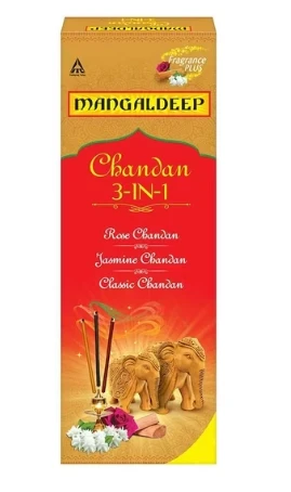 Mangaldeep Rose Jasmine Classic Chandan 3-in-1 Agarbatti – 180 Pcs